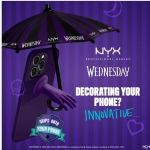 NYX Limited Ed. Wednesday Purple Grip Phone Case with Umbrella Graphic